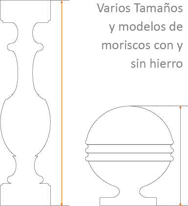 Prefabricados de Hormigón - Imagen de moriscos con y sin hierro
